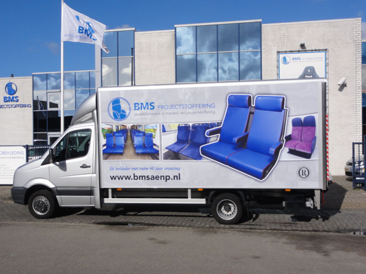 Autoreclame BMS Auto en Projectstoffering